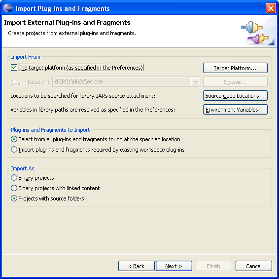 External Plug-ins and Fragments import wizard page