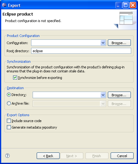 Eclipse product export