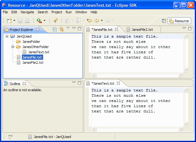 Eclipse Workbench, two editors