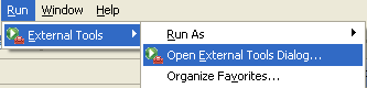 External tools drop-down menu