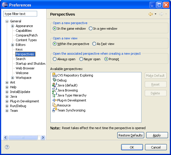 Perspective preferences