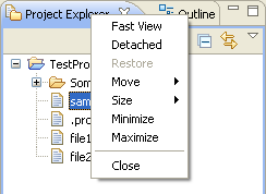 Project Explorer view menu, top left