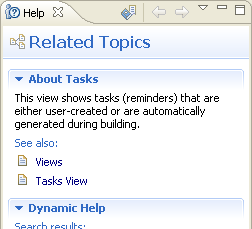 Context help displayed in the Help view