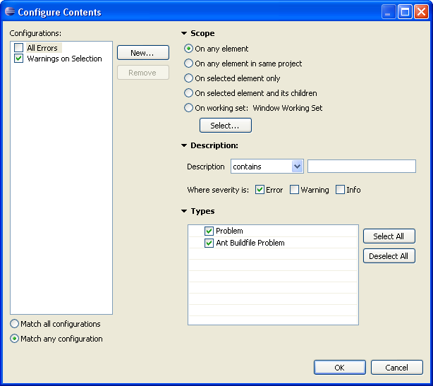 Picture of the Filters options.