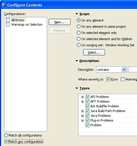 Form-based configuration dialog